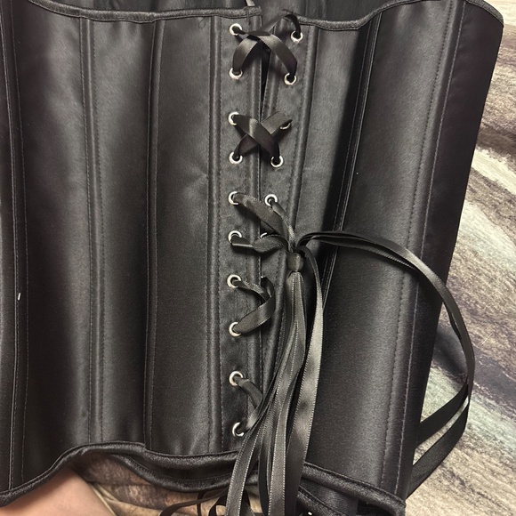 SHEIN Goth Black Satin Size Small Women Corset - Picture 2 of 2